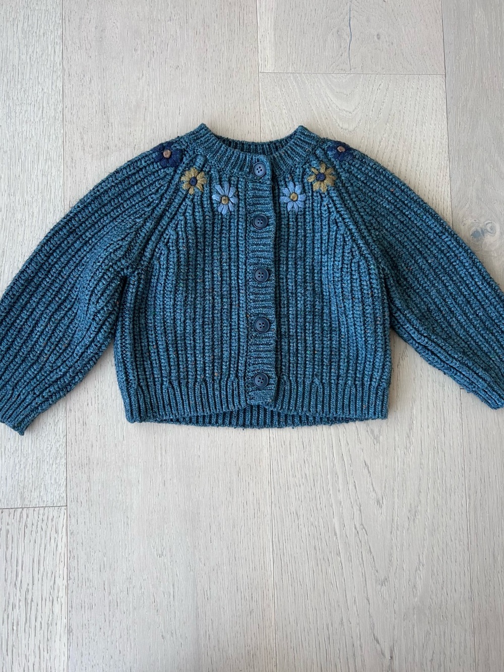 Zara 2T Ribbed Knit Cardigan with Floral Detail
